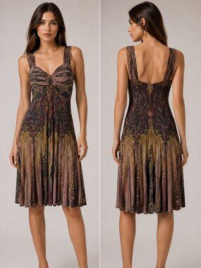 Vintage Pretty Woman 90s Y2k Burn Out Midi Dress Size Large